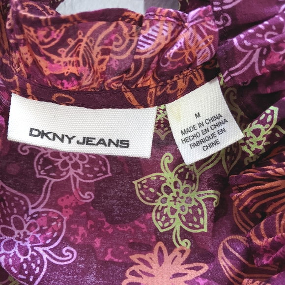 DKNY Jeans Y2k/2000s short cardigan floral tie dye print EUC size Medium - Picture 6 of 7